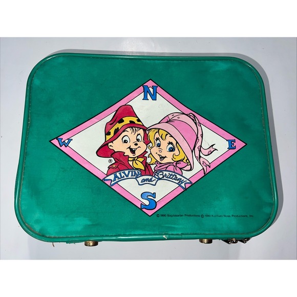 THE CHIPMUNKS Other - Vintage 1990 Alvin and the Chipmunks, Alvin and Britney teal child's suitcase